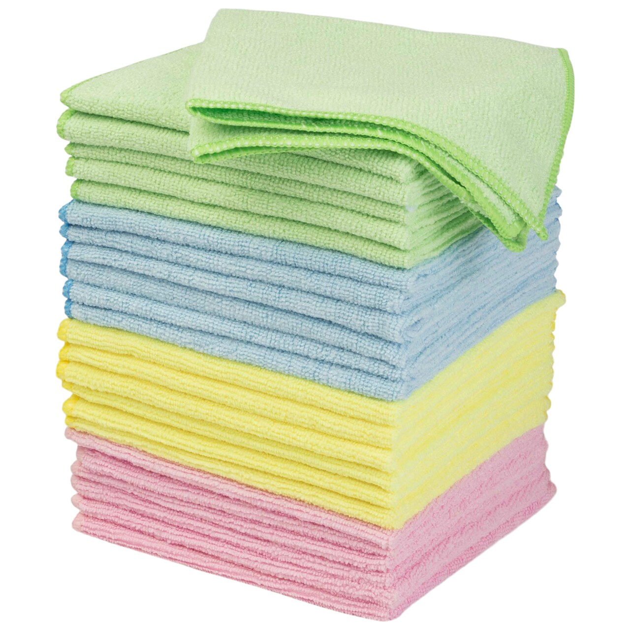 Microfiber Cleaning Cloth Set 24 Pack 12.6 Inch Soft Absorbent Towels Multicolor